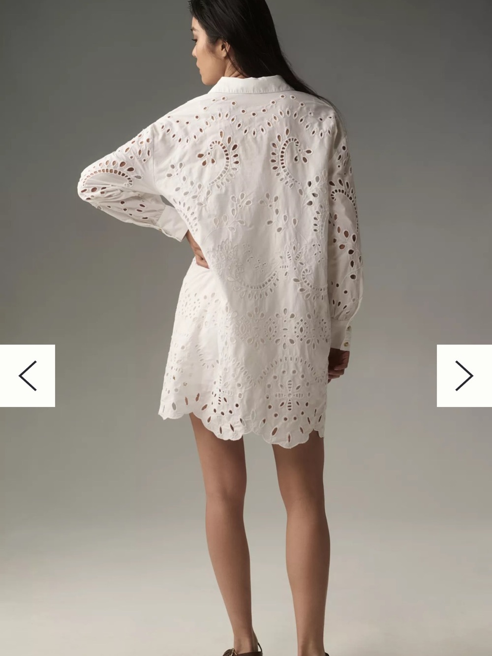 By Anthropologie Long-Sleeve Eyelet Mini Shirt Dress Size Large Purple - Picture 13 of 14